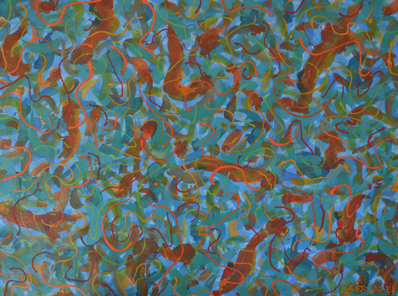 original abstract painting multi-coloured patterns