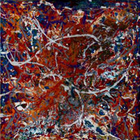 abstract painting red patterns