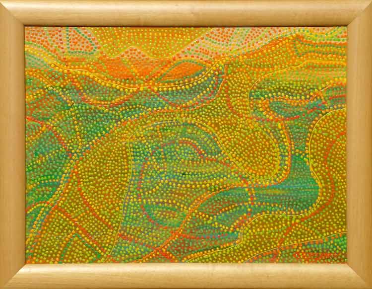 sunrise Australian Aboriginal art inspired dot painting