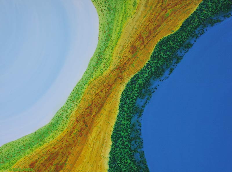 lake and ocean kimberley aerial landscape painting