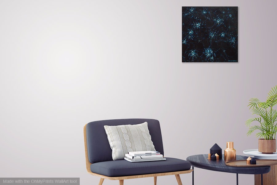 star clusters astronomical galaxy original contemporary abstract painting on wall