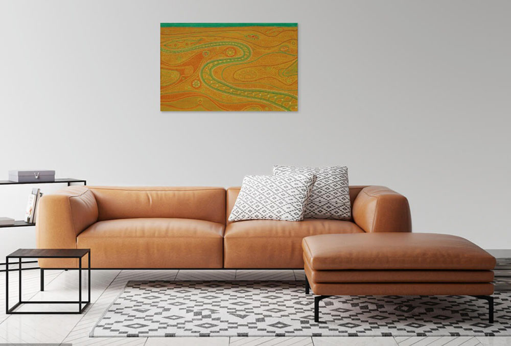 on wall image wanderlust Australian Aboriginal art inspired painting