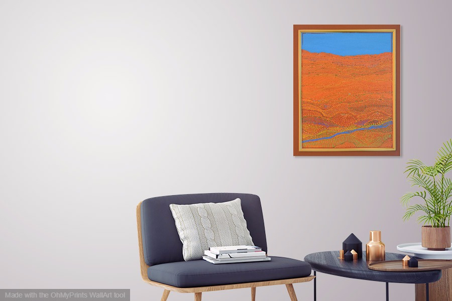 outback painting Australian Aboriginal art inspired desert painting on wall