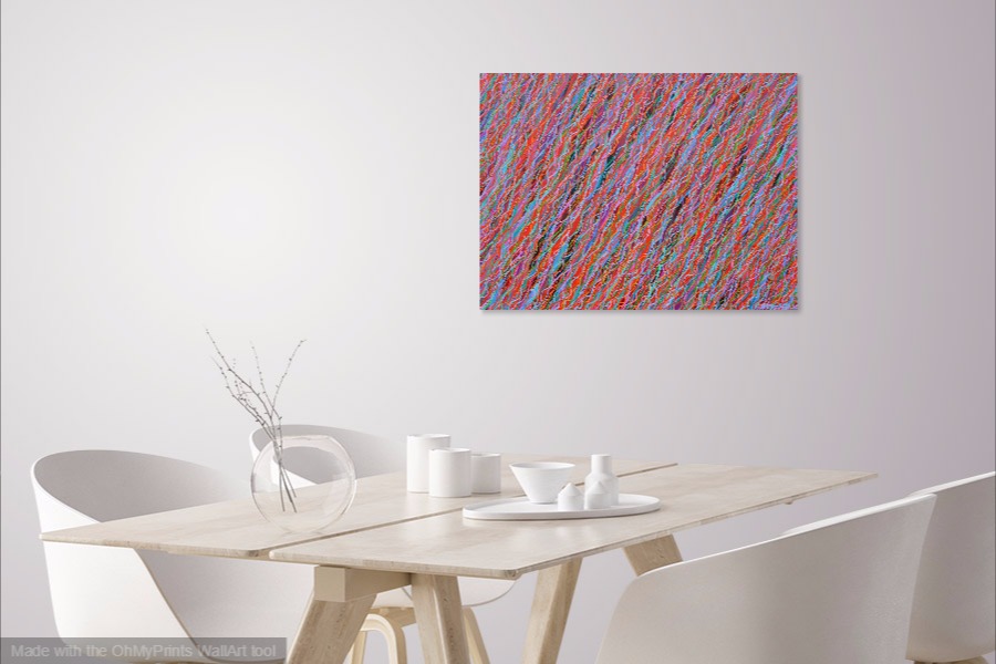 magenta energized coloured decorative abstract painting on the wall