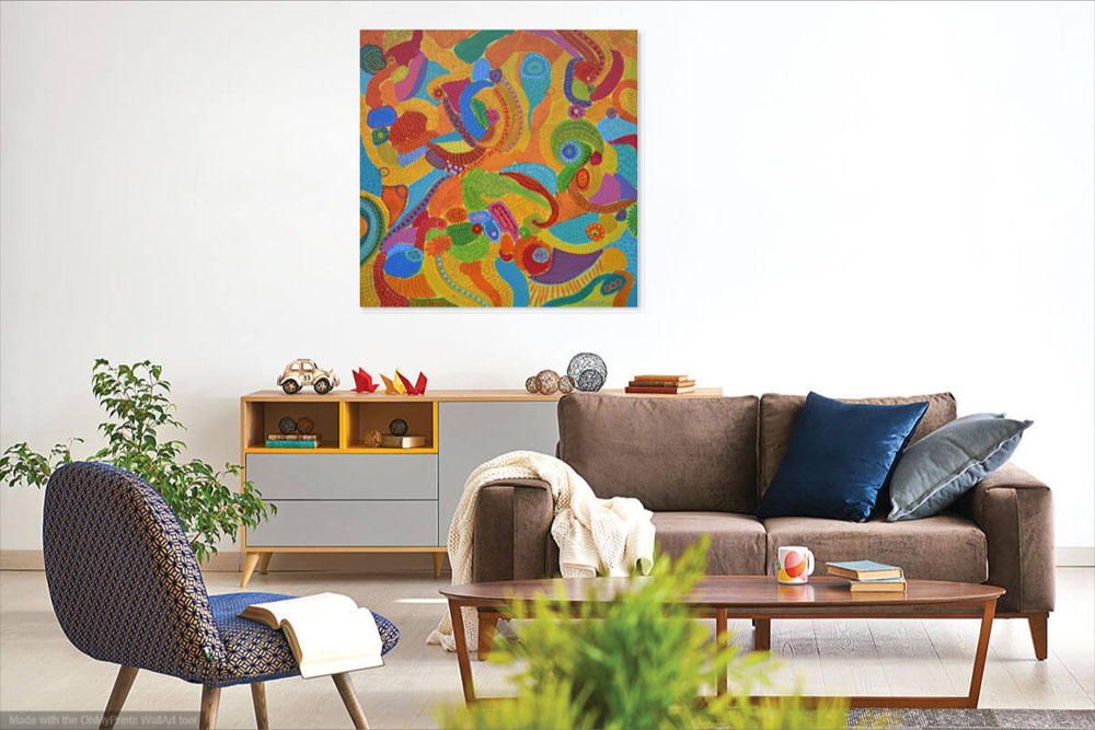 on wall image of abstract decorative original painting