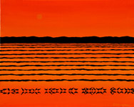birdland wading waterbirds riverside tropical sunset painting semi-abstract